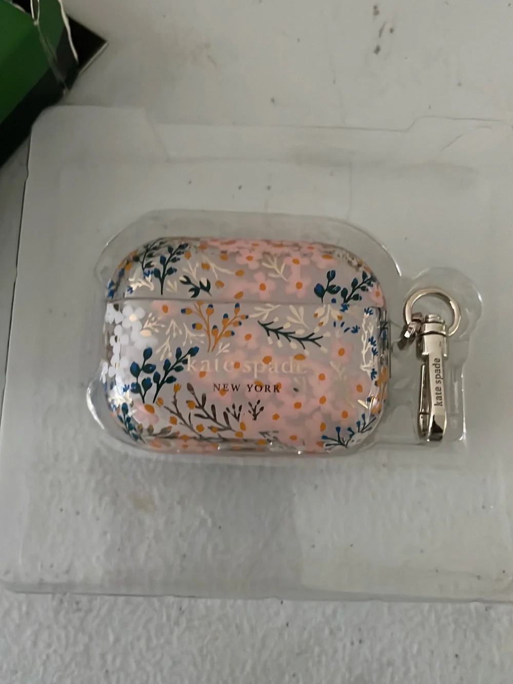 kate spade Pink Floral AirPods Pro Case with Silver Clip